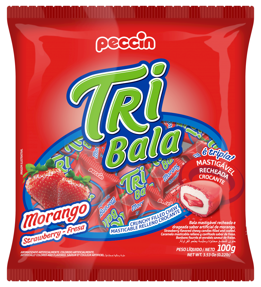  BALA TRIBALA (SM) 100G MORANGO (MÍNIMO 4 UNI) 100g OU 500g