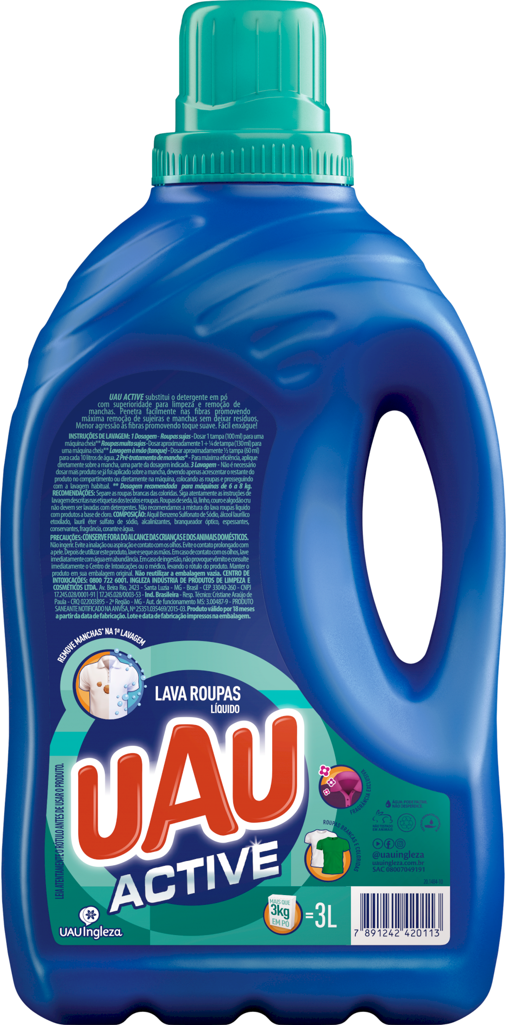 14462 - PROMOÇÃO UAU LAVA ROUPAS LIQUIDO ACTIVE 3L (SOMENTE CAIXA C/4 UNI)