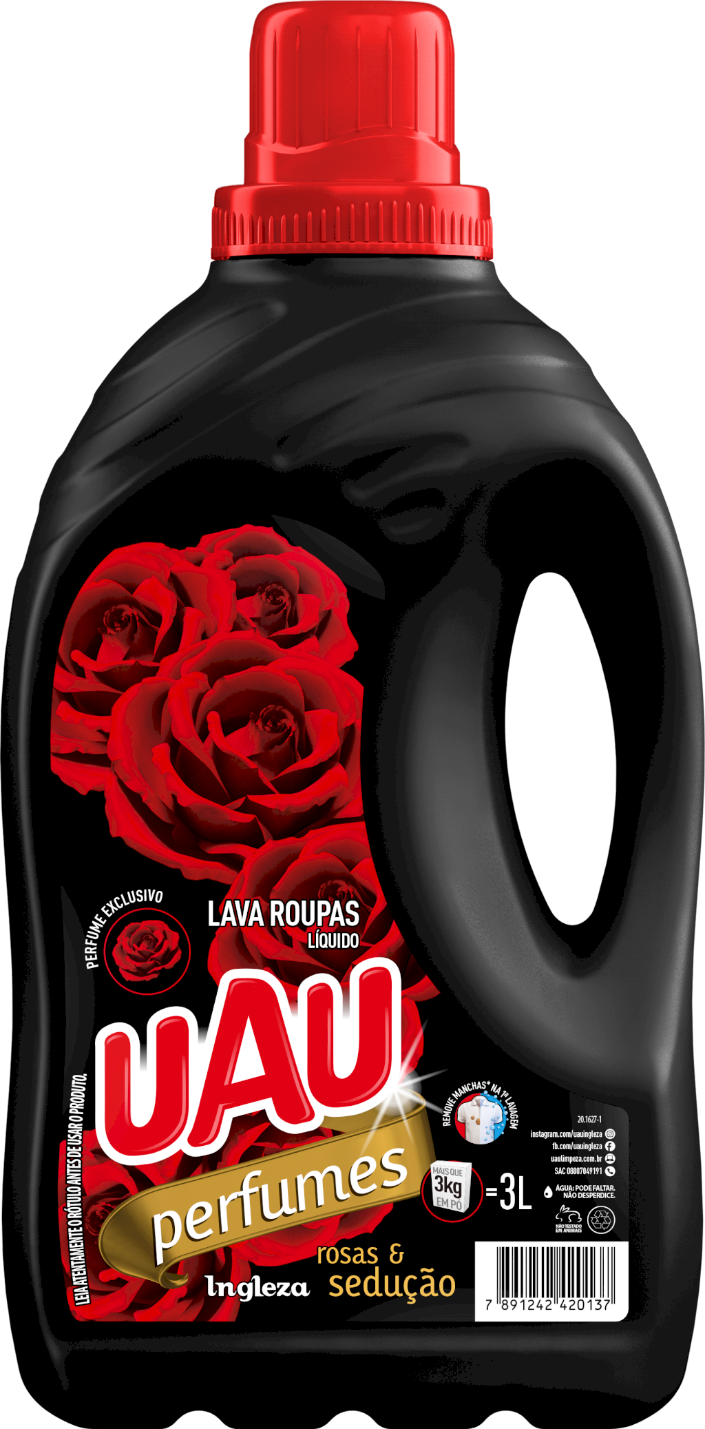 14515 - PROMOÇÃO UAU LAVA ROUPAS LIQUIDO ROSAS/SED.3L (SOMENTE CAIXA C/4 UNI)