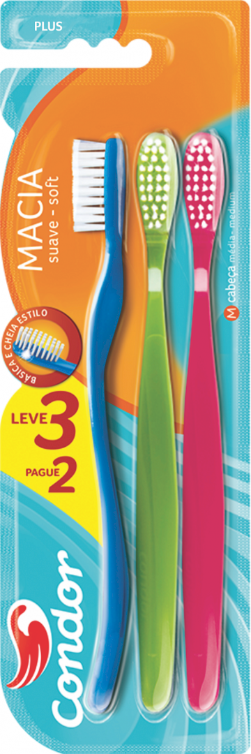 10771 - ESCOVA DENTAL PLUS L3P2 MACIA (MÍNIMO 3 UNI)