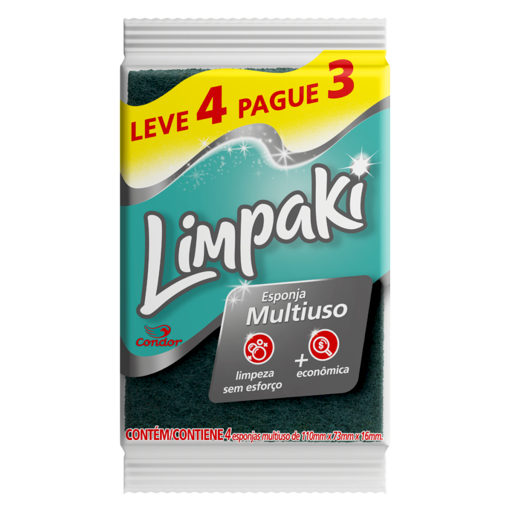10950 - PROMOÇÃO LIMPAKI ESPONJA MULTIUSO LV4PG3(minino 14 unid)