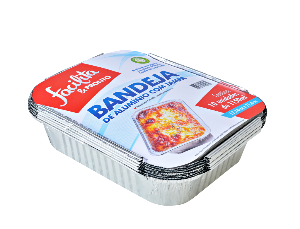 20623 - BANDEJA ALUMINIO C/TAMPA 1150ML (C/ 10 UNI)