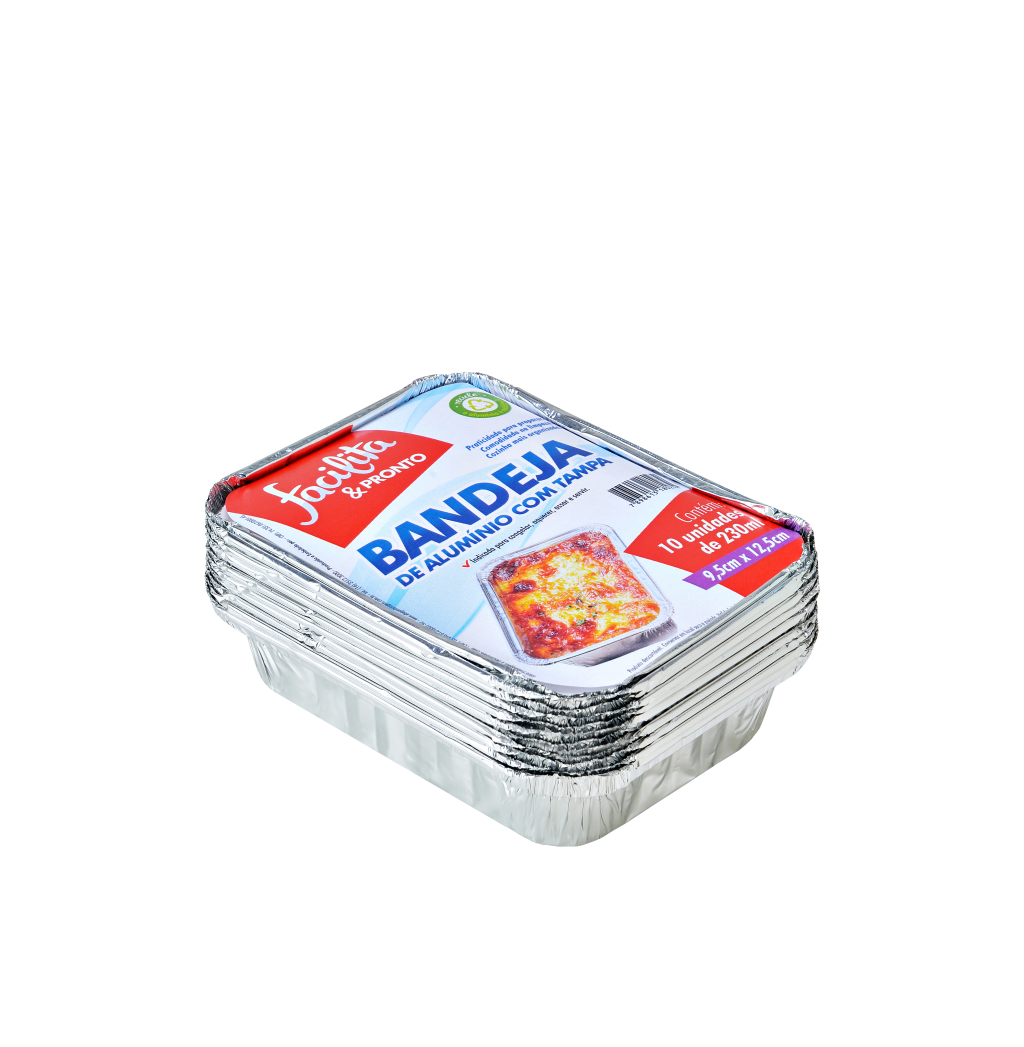20620 - BANDEJA ALUMINIO C/TAMPA 230ML (C/ 10 UNI)