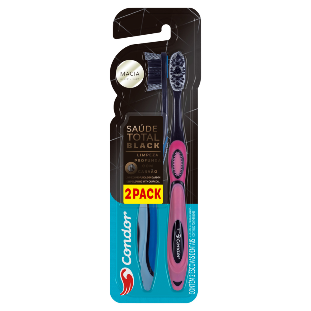 10989 - ESCOVA DENTAL SAUDE TOTAL BLACK 2 PACK (MÍNIMO 6 UNI)