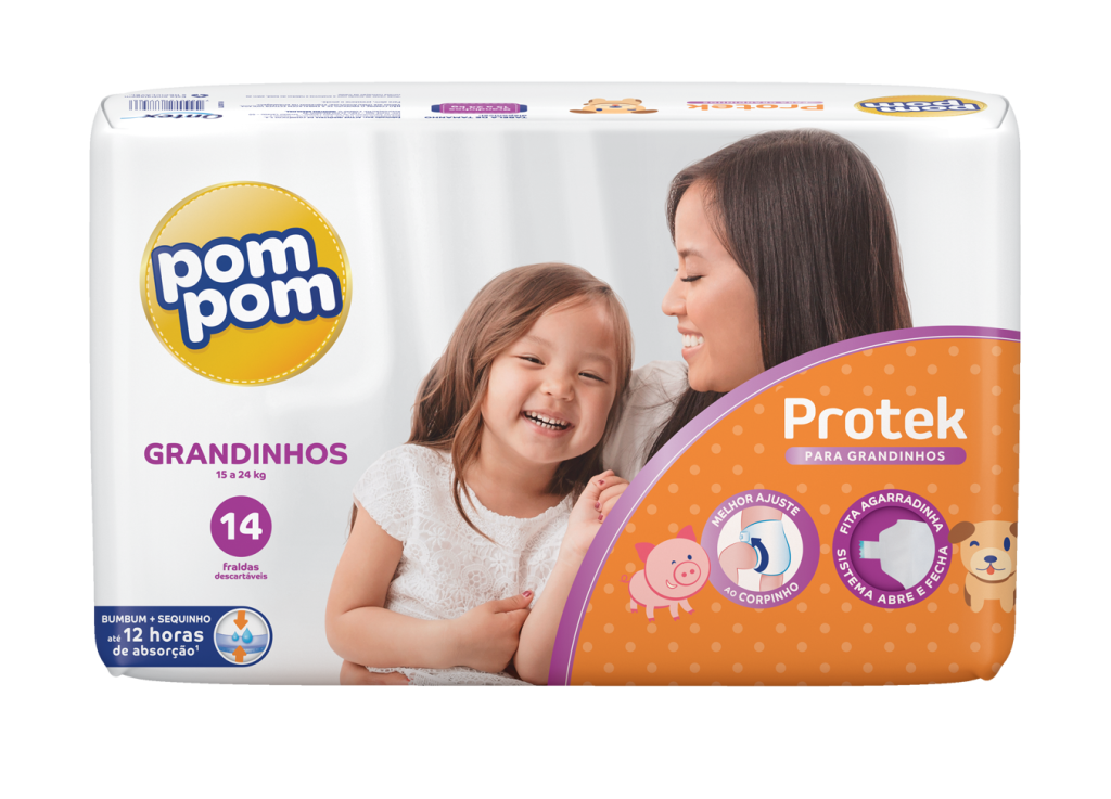 6407 - POMPOM FRALDA PROTEK GRANDINHOS C/14 (minimo 6 pacotes)