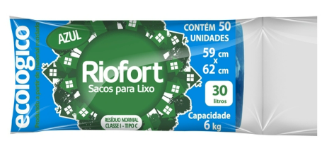 333 - SACO DE LIXO ROLO AZUL 59X62 30lts - RIOPLASTIC