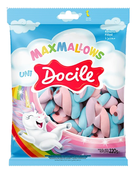 16823-MARSHMALLOW RECH TWIST UNICORNIO COLOR BAUN C/MOR 220g - DOCILE