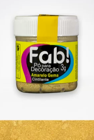 866 - CORANTE PO P/ DECORACAO AMARELO GEMA 3g - FAB
