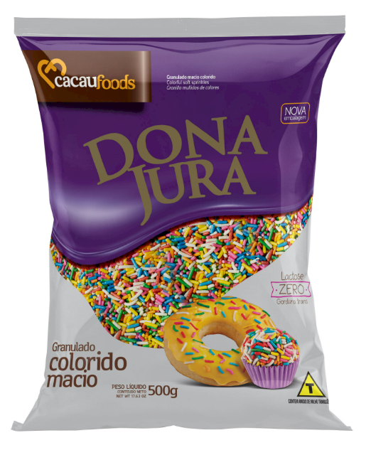4182 - GRANULADO MACIO COLORIDO DONA JURA 500g - CACAUFOODS