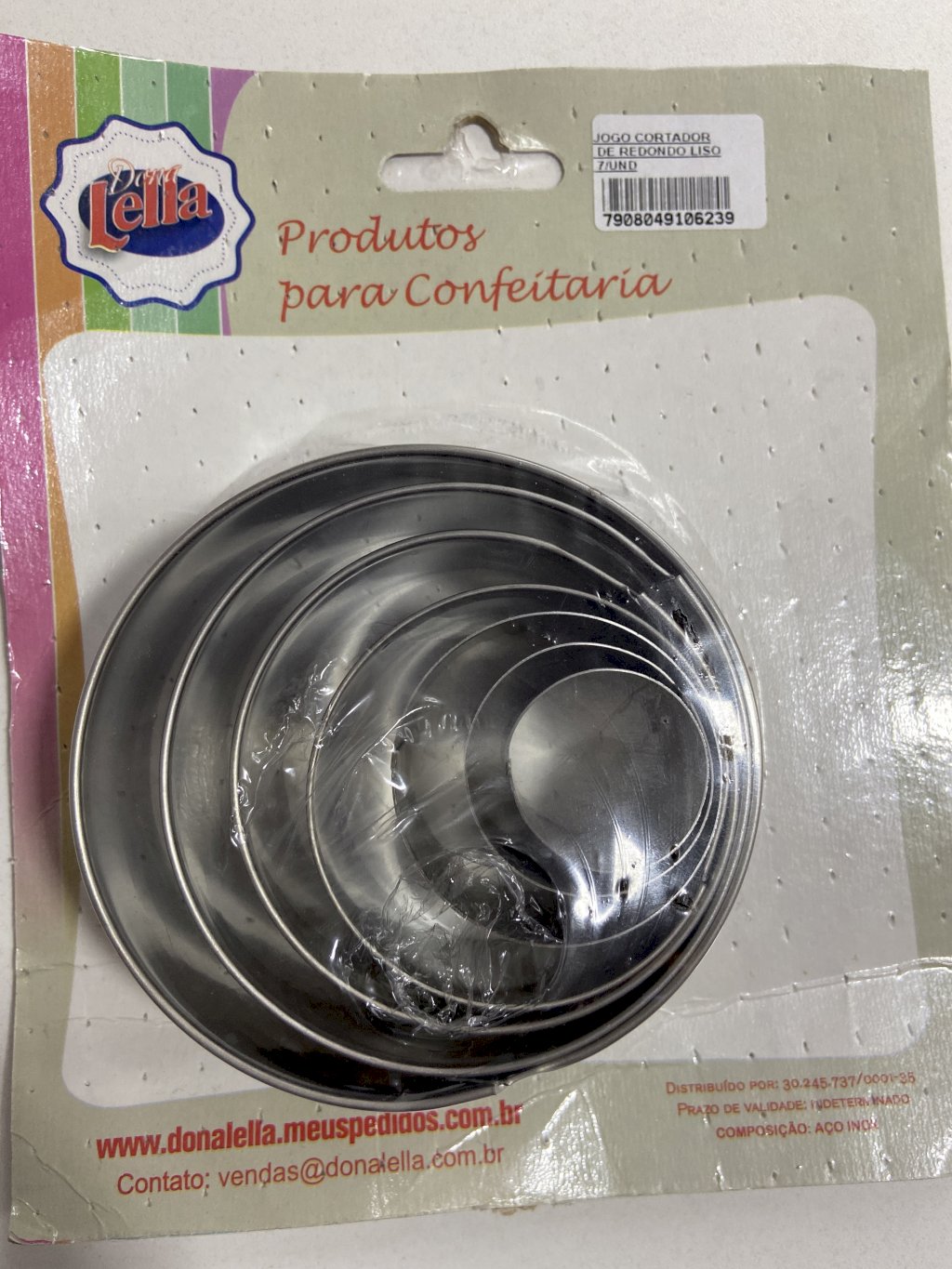 1796 - JOGO CORTADOR REDONDO INOX LISO 7un - DONA LELLA