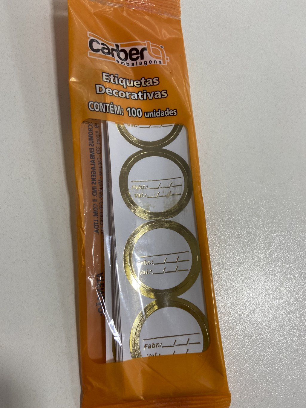 3533 - ETIQUETA FAB/VAL REDONDO OURO C/100un - PC/CROMUS