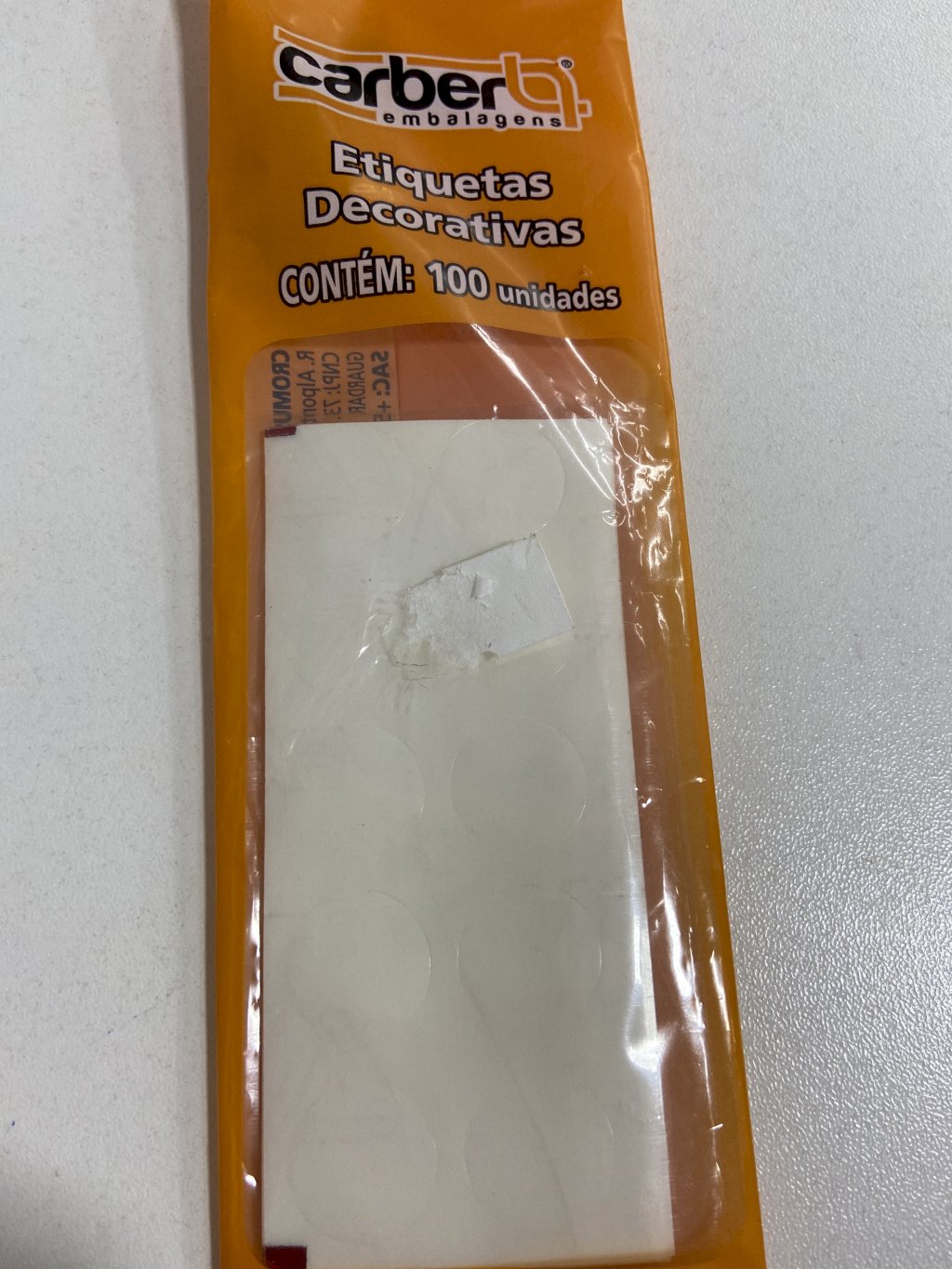 3537 - ETIQUETA REDONDA TRANSPARENTE P C/100un - PC/CROMUS