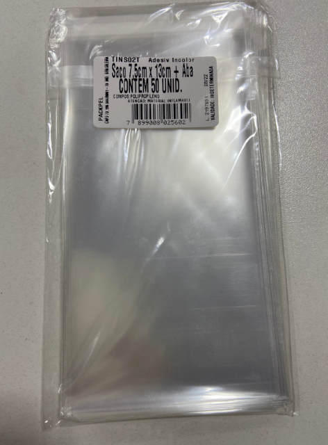 2066 - SACO ADESIVO 7,5x13+ABA PT C/50un - CROMUS