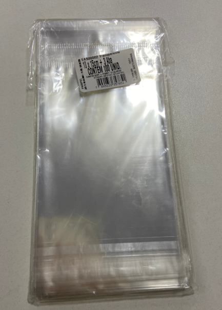 2056 - SACO ADESIVADO TRANSPARENTE C/FURO 10x15+3 ABA PT C/100un - CROMUS