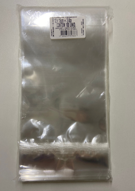 2057 - SACO ADESIVADO TRANSPARENTE C/FURO 12x18+3 ABA PT C/100un - CROMUS