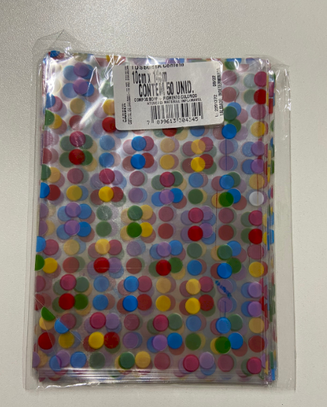 3540 - SACO DECORADO CONFETE 10x14 C/50un - PC/CROMUS