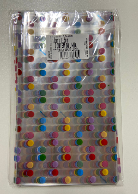 3541 - SACO DECORADO CONFETE 11x19,5 C/50un - PC/CROMUS