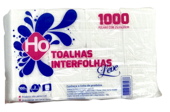 3734 - TOALHAS INTERFOLHAS BR LEVE C/1000fls -100% CEL - HO/PAPEIS