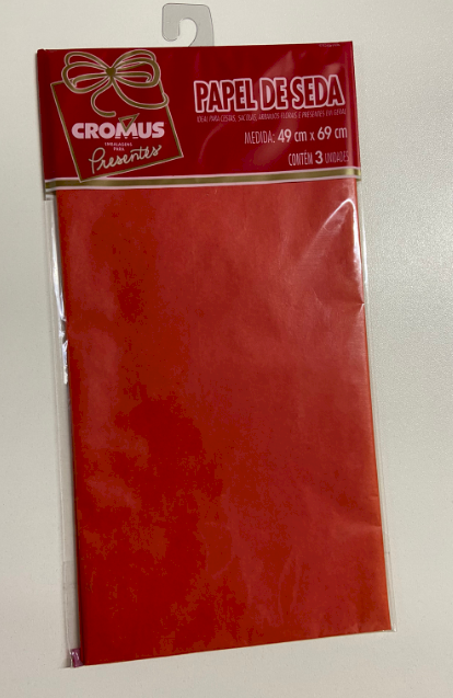 3454 - PAPEL SEDA AUTO SERV. VERMELHO 49x69 PT C/3un - CROMUS