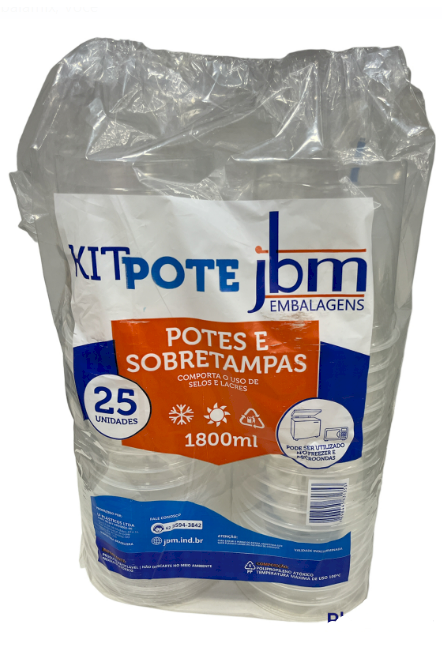 3693 - KIT POTE C/ SOBRETAMPA 1800ml C/ 25un - JBM