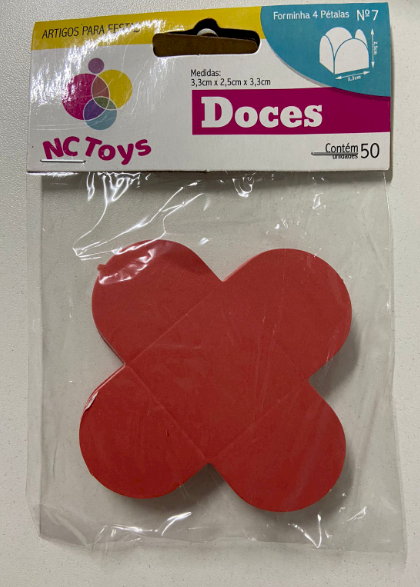 2540 - FORMA 4 PETALAS VERMELHO C/50un - NC TOYS