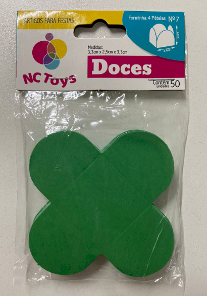 2539 - FORMA 4 PETALAS VERDE BANDEIRA C/50un - NC TOYS