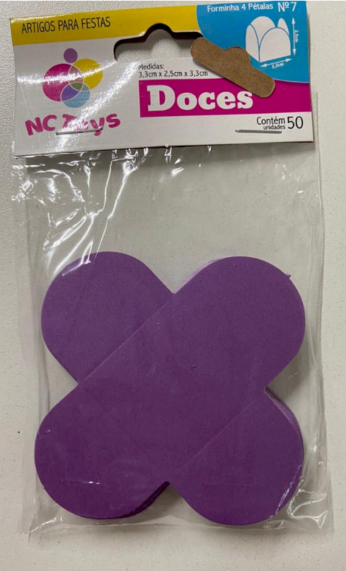 2538 - FORMA 4 PETALAS ROXO C/50un - NC TOYS