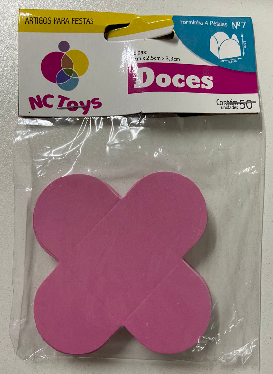 4111 - FORMA 4 PETALAS ROSA ESCURO C/50un - NC TOYS