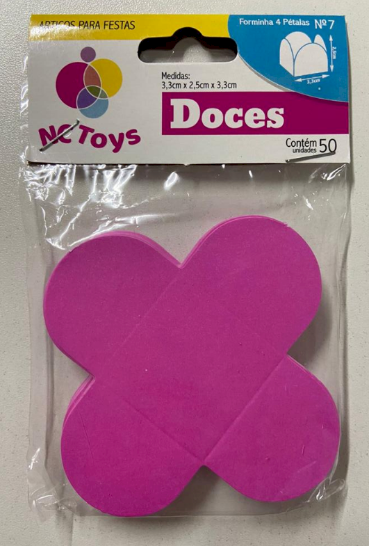 4119 - FORMA 4 PETALAS ROSA CHICLETE C/50un - NC TOYS