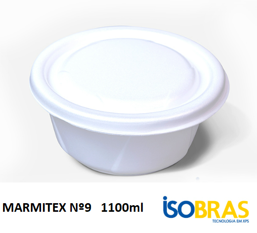 3237 - MARMITEX ISOPOR 104 1100ml  C/ TAMPA  C/100un  - ISOBRAS