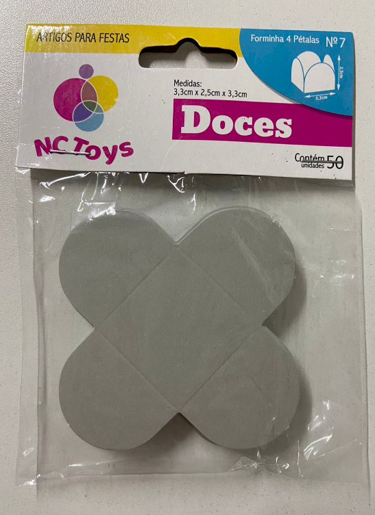 4108 - FORMA 4 PETALAS PRATA C/ 50un - NC TOYS