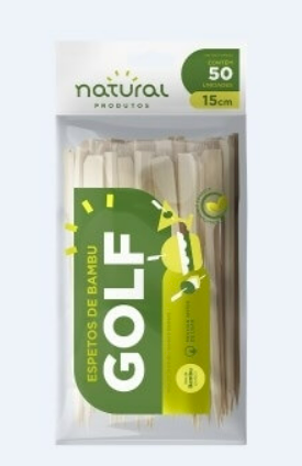 3649 - ESPETO P/ LANCHE GOLF DE BAMBU 15cm 50un - NATURAL PRODUTOS