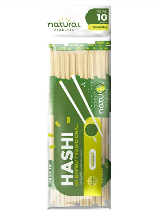 3652 - HASHI DE BAMBU 21cm C/ 10 PARES - NATURAL PRODUTOS