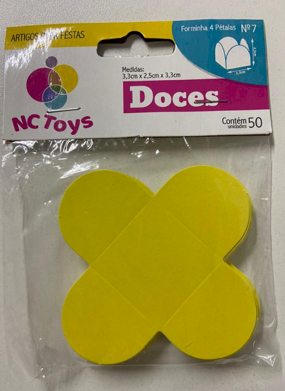 2528 - FORMA 4 PETALAS AMARELO C/50un - NC TOYS