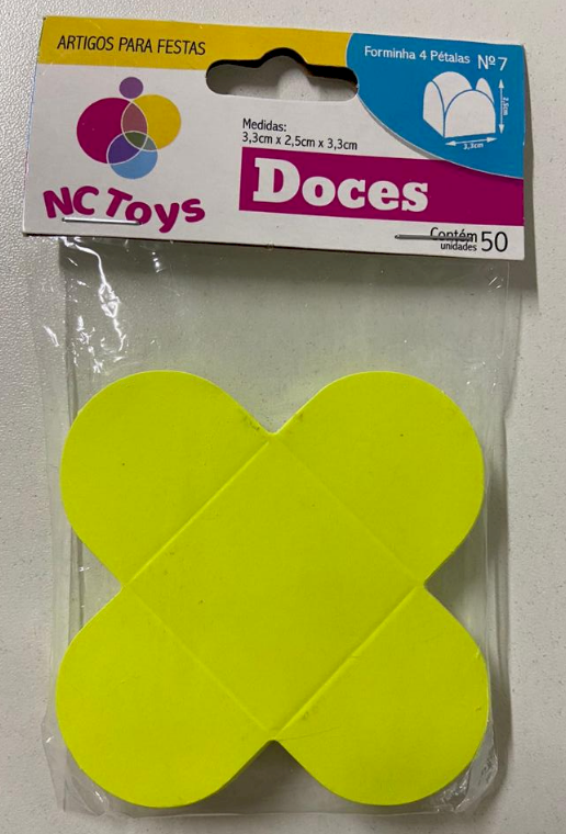 4115 - FORMA 4 PETALAS AMARELO NEON C/50un - NC TOYS