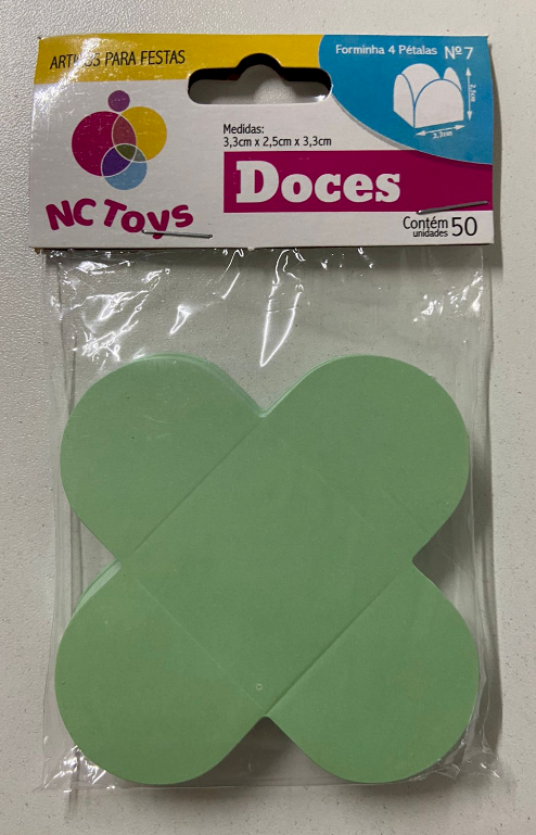 4110 - FORMA 4 PETALAS VERDE FOLHA C/50un - NC TOYS