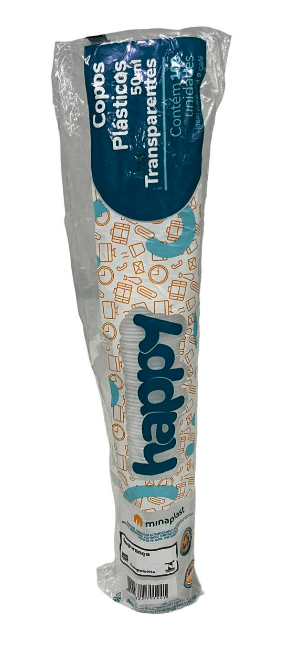 3046 - COPO 50ml HAPPY TRANSPARENTE C/100un CP50 - MINAPLAST