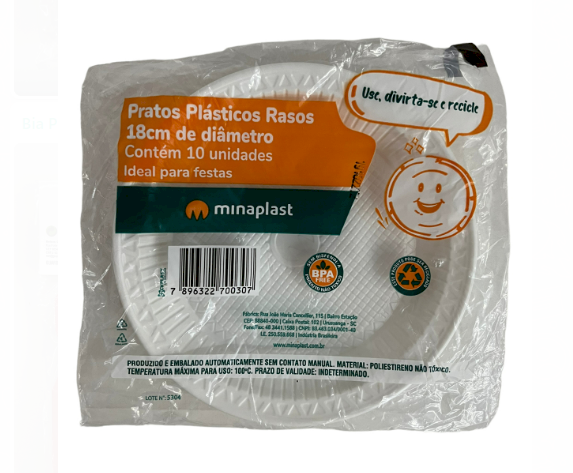 4087 - PRATO RASO CAMPING 18cm C/10un - MINAPLAST
