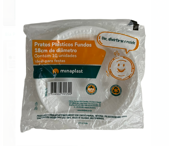 4085 - PRATO FUNDO 18cm C/10un - MINAPLAST