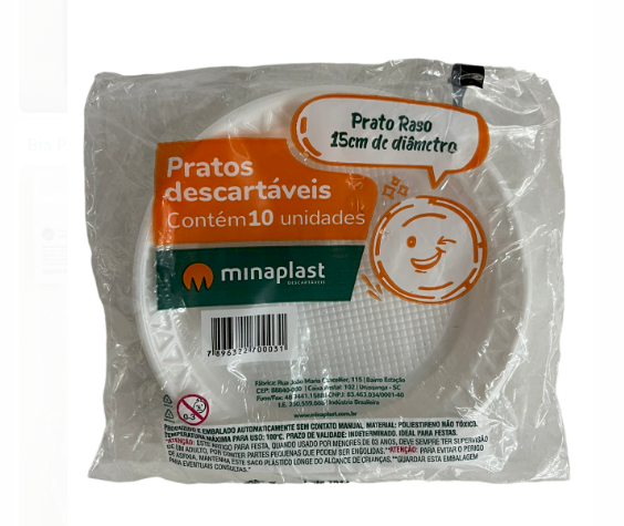 2641 - PRATO RASO 15cm  C/10un PR 15 - MINAPLAST