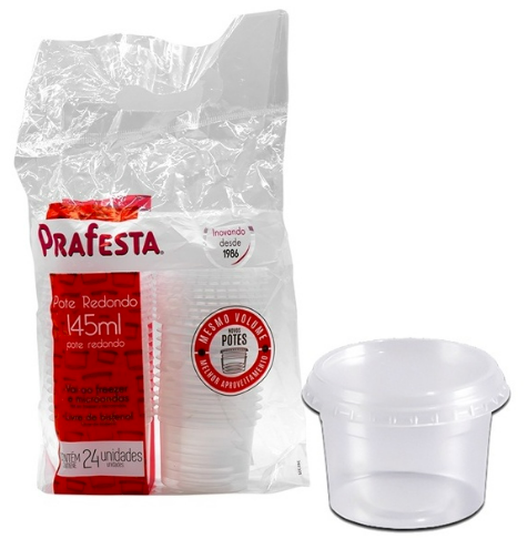 3579 - KIT POTE C/ SOBRETAMPA REDONDO 145ml C/ 24un - PRAFESTA