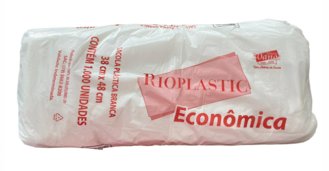 325 - SACOLA PLASTICA ECONOMICA BRANCA 38x48 C/1000 - RIOPLASTIC