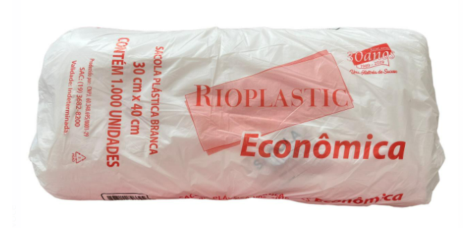 324 - SACOLA PLASTICA ECONOMICA BRANCA 30x40 C/1000un - RIOPLASTIC