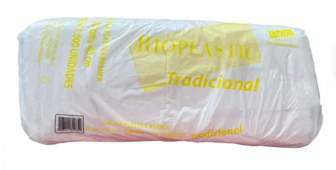 326 - SACOLA PLASTICA  BRANCA 30X40 TRADICIONAL C/1000un - RIOPLASTIC