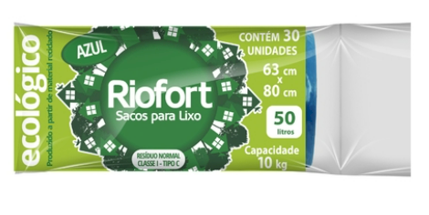 334 - SACO DE LIXO ROLO AZUL 63X80 50lts - RIOPLASTIC