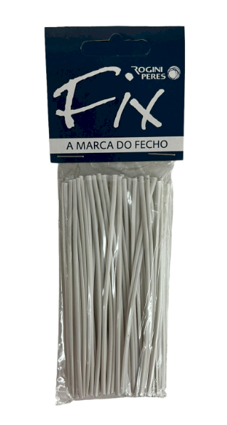 413 - FIX ARAME PLASTICO ENCARTELADO C/100un BRANCO 11cm - ROGINI PERES