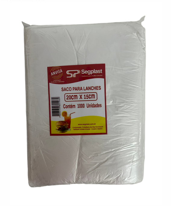 854 - SACO HAMBURGER 20X15 C/1000un - SEGPLAST