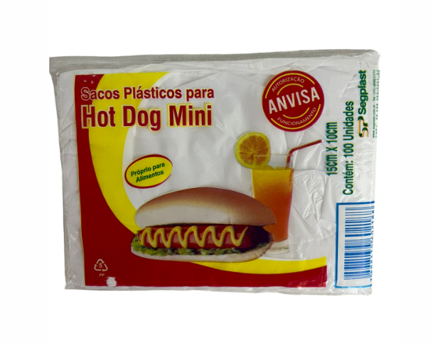 855 - SACO MINI CACHORRO QUENTE 15X10 C/ 100un - SEGPLAST