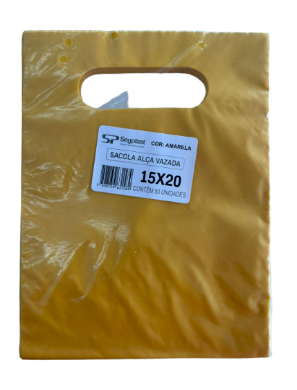 4141 - SACOLA ALCA VAZADA AMARELA 15X20 C/50un (BOCA DE PALHAÇO) - SEGPLAST