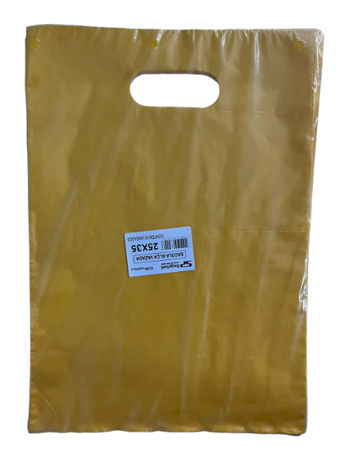4157 - SACOLA ALCA VAZADA AMARELA 25X35 C/50un (BOCA DE PALHAÇO) - SEGPLAST
